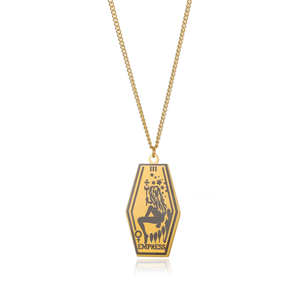 Tarot Card Pendant Necklace for Women Stainless Steel Gold Color Aesthetic Necklaces 2023 Trend Jewelry Christmas Gift collares