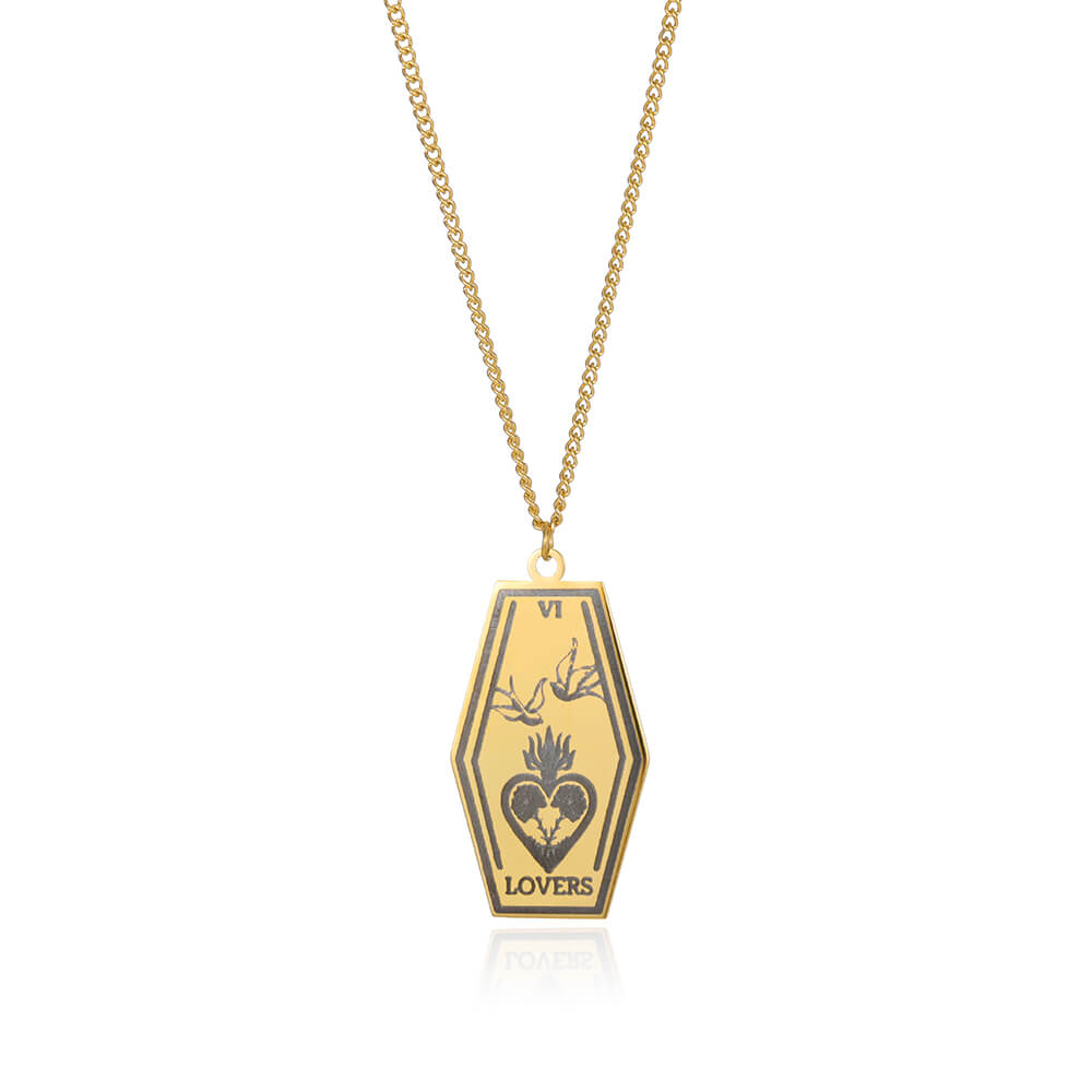 Tarot Card Pendant Necklace for Women Stainless Steel Gold Color Aesthetic Necklaces 2023 Trend Jewelry Christmas Gift collares
