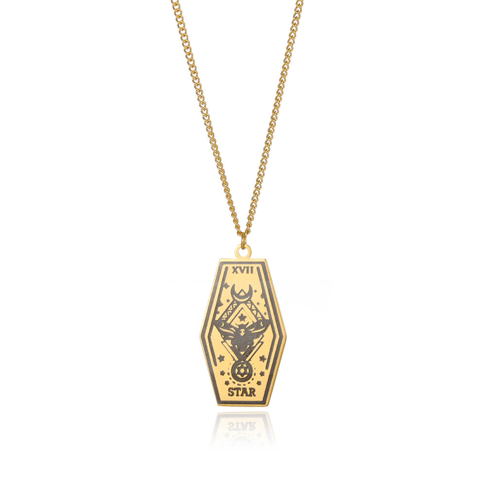 Tarot Card Pendant Necklace for Women Stainless Steel Gold Color Aesthetic Necklaces 2023 Trend Jewelry Christmas Gift collares