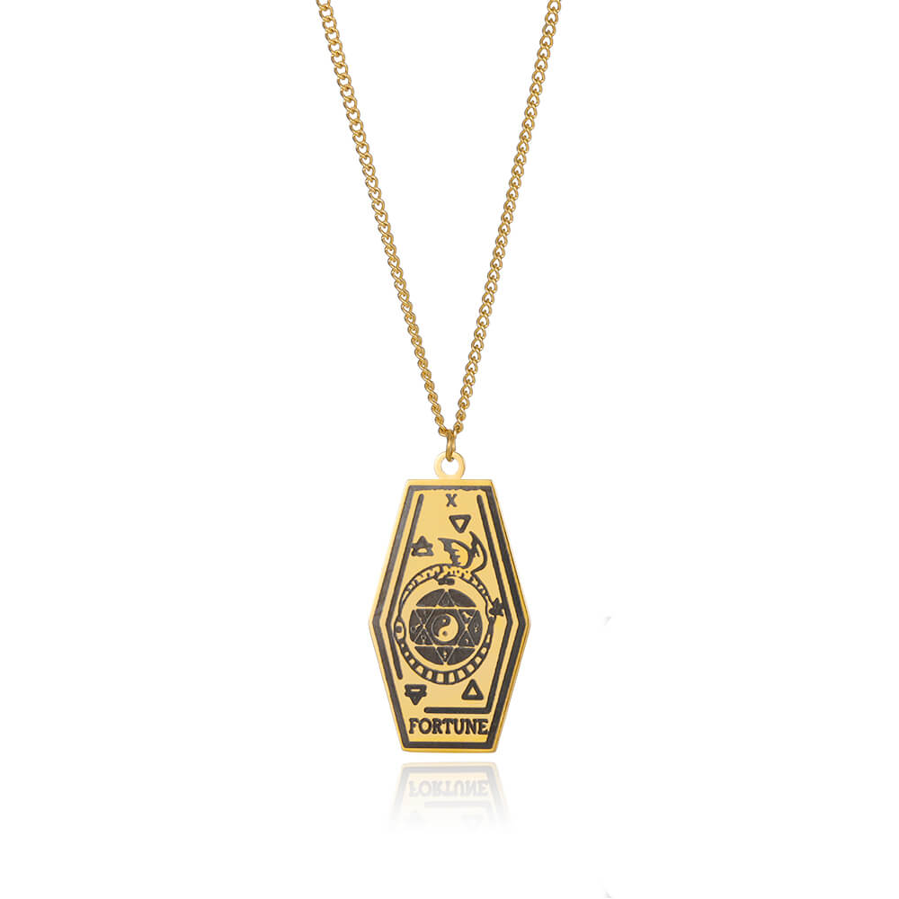 Tarot Card Pendant Necklace for Women Stainless Steel Gold Color Aesthetic Necklaces 2023 Trend Jewelry Christmas Gift collares