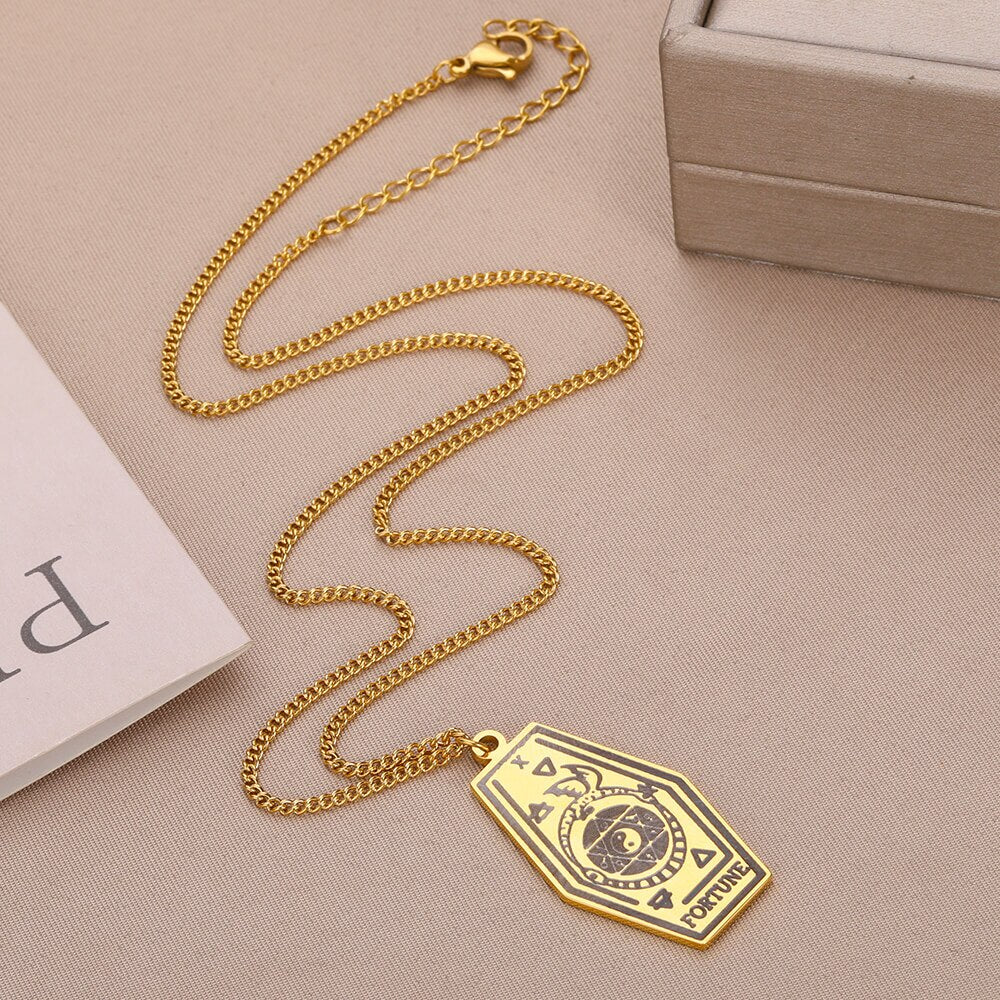Tarot Card Pendant Necklace for Women Stainless Steel Gold Color Aesthetic Necklaces 2023 Trend Jewelry Christmas Gift collares