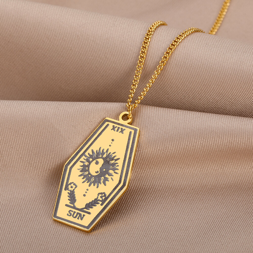 Tarot Card Pendant Necklace for Women Stainless Steel Gold Color Aesthetic Necklaces 2023 Trend Jewelry Christmas Gift collares
