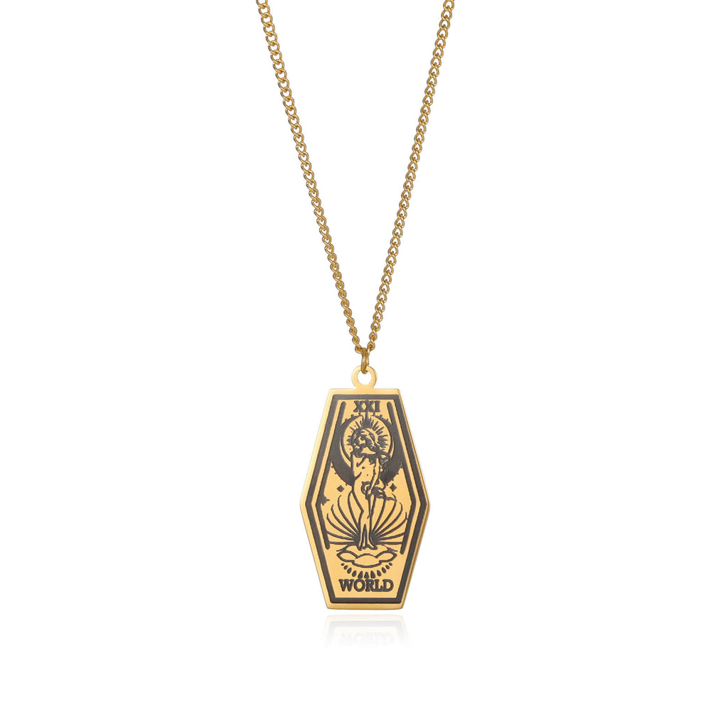 Tarot Card Pendant Necklace for Women Stainless Steel Gold Color Aesthetic Necklaces 2023 Trend Jewelry Christmas Gift collares