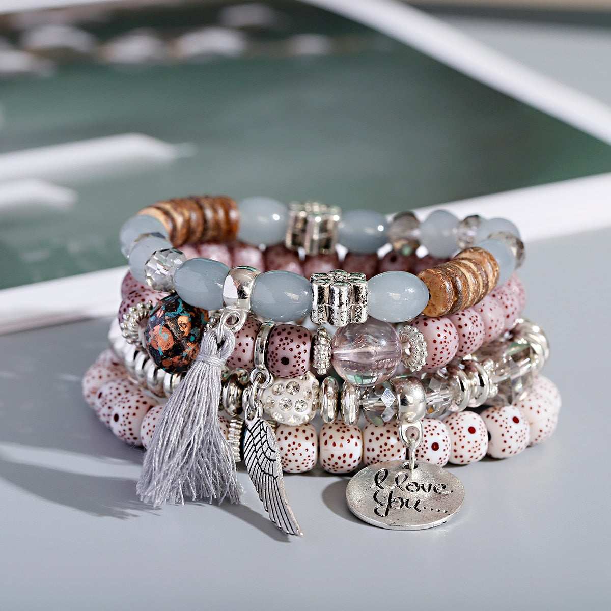 Tassel Beaded Charms Bracelet Pendant Wing Round Bracelets For Women able Jewelry Boho Style Stone Bracelets And Bangles