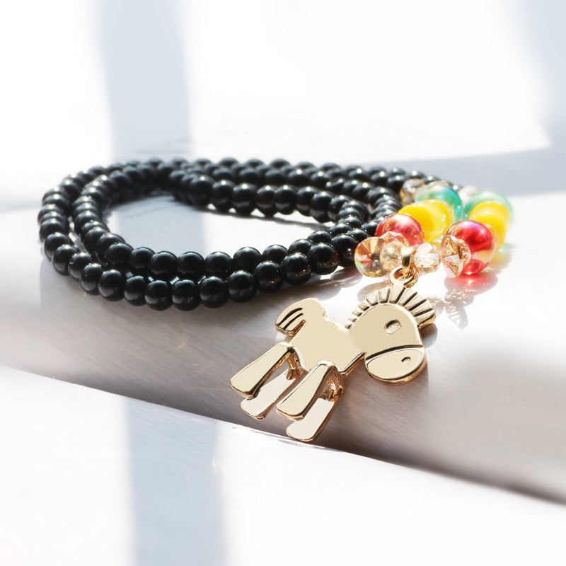 long bead bohemia Horse Necklaces Pendants Crystal Silver Color Party Necklace For Female Wholesales Fashion Jewelry