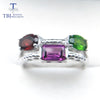 Tbj ,2020 new design ,3 color natural gemstone ring in 925 sterling silver gemstone jewelry for girls with gift box