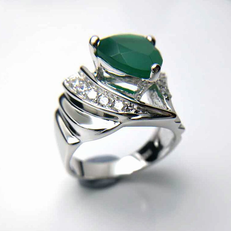 Tbj ,3ct green agate Trl10mm on solid gemstone ring in 925 sterling silver gemstone jewelry,fashion stylish designs ring