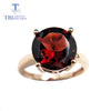 Tbj,Classic simple natural Mozambique garnet round10mm gemstone Ring 925 sterling silver fine jewelry for women daily wear gift
