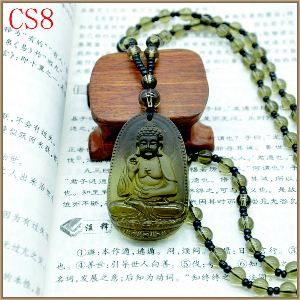 Tea Crystal Smoky Quartz Choker Long Necklace Pendant Guardian Buddha Jewelry Bags Beads Fashion 2020 Lucky Sautoir Women Of Men