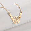 Teamer Stainless Steel Necklace for Women Witchcraft Jewelry Vintage Star Pentagram Pendant Necklace Choker Witchy Accessories