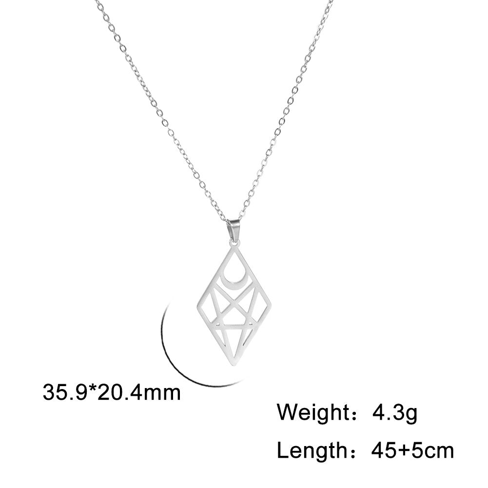 Teamer Stainless Steel Necklace for Women Witchcraft Jewelry Vintage Star Pentagram Pendant Necklace Choker Witchy Accessories