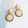 Temperament elegant street snap personality fashion female pearl earrings Contrast color round stud earrings