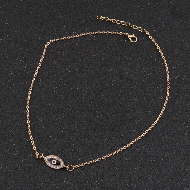 Tenande Fresh Style Gold Color Charm Chain Small Crystal Evil Eye Necklaces & Pendants for Women Party Jewelry Gifts Bijoux