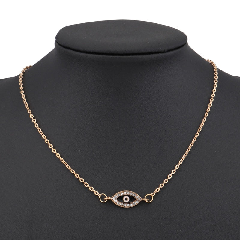 Tenande Fresh Style Gold Color Charm Chain Small Crystal Evil Eye Necklaces & Pendants for Women Party Jewelry Gifts Bijoux