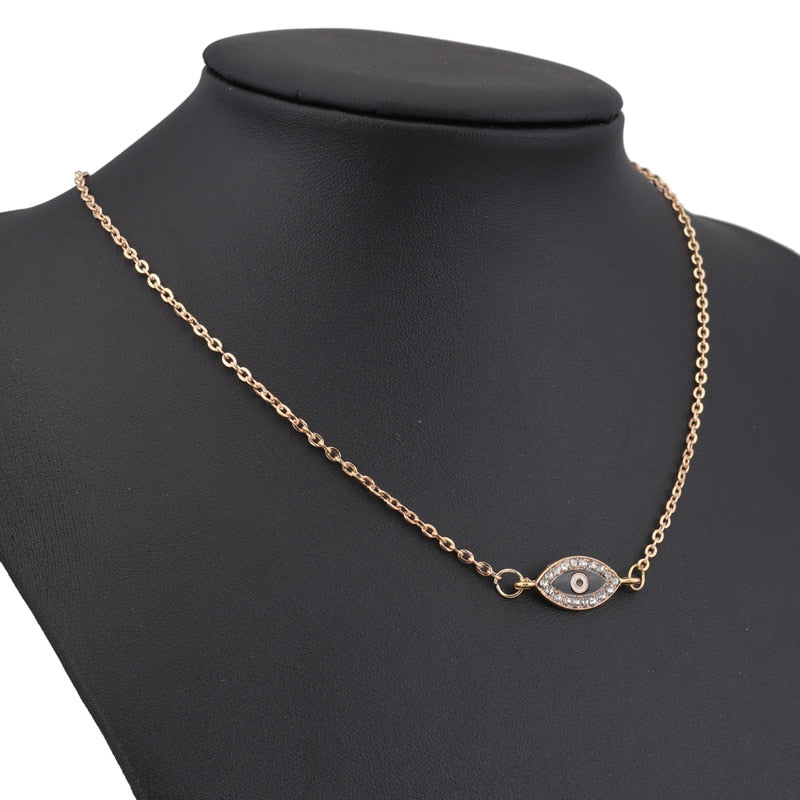 Tenande Fresh Style Gold Color Charm Chain Small Crystal Evil Eye Necklaces & Pendants for Women Party Jewelry Gifts Bijoux