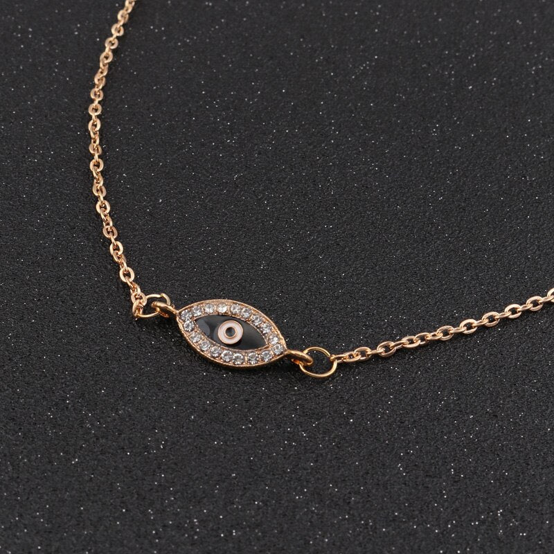 Tenande Fresh Style Gold Color Charm Chain Small Crystal Evil Eye Necklaces & Pendants for Women Party Jewelry Gifts Bijoux