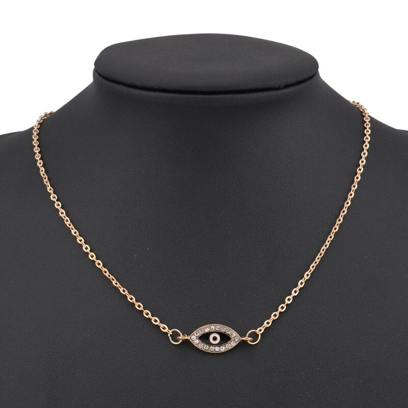 Tenande Fresh Style Gold Color Charm Chain Small Crystal Evil Eye Necklaces & Pendants for Women Party Jewelry Gifts Bijoux