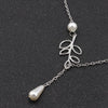 Tenande Silver Color Big Leaf Simulated Pearl Water Droplets Necklaces & Pendants for Women Jewelry Accessories Collier