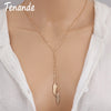 Tenande Punk Long Sweater Gold Color Leaves Choker Necklaces & Pendants for Women Jewelry Charm Chain Bijoux Collier