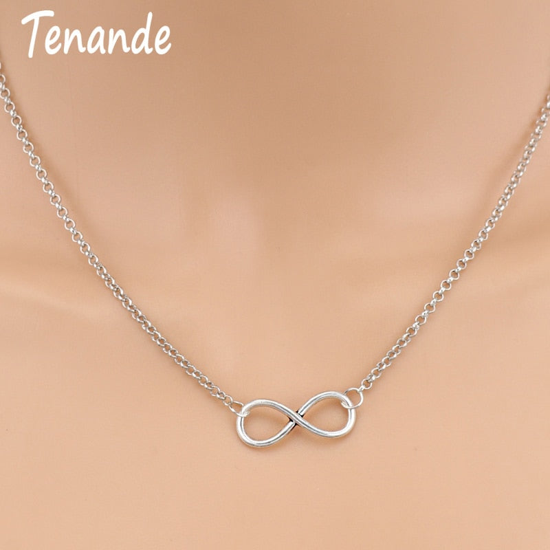 Tenande Silver Color Charm Jewelry Infinity Choker Necklaces & Pendants for Women Party Jewelry Gifts Bijuter Colar