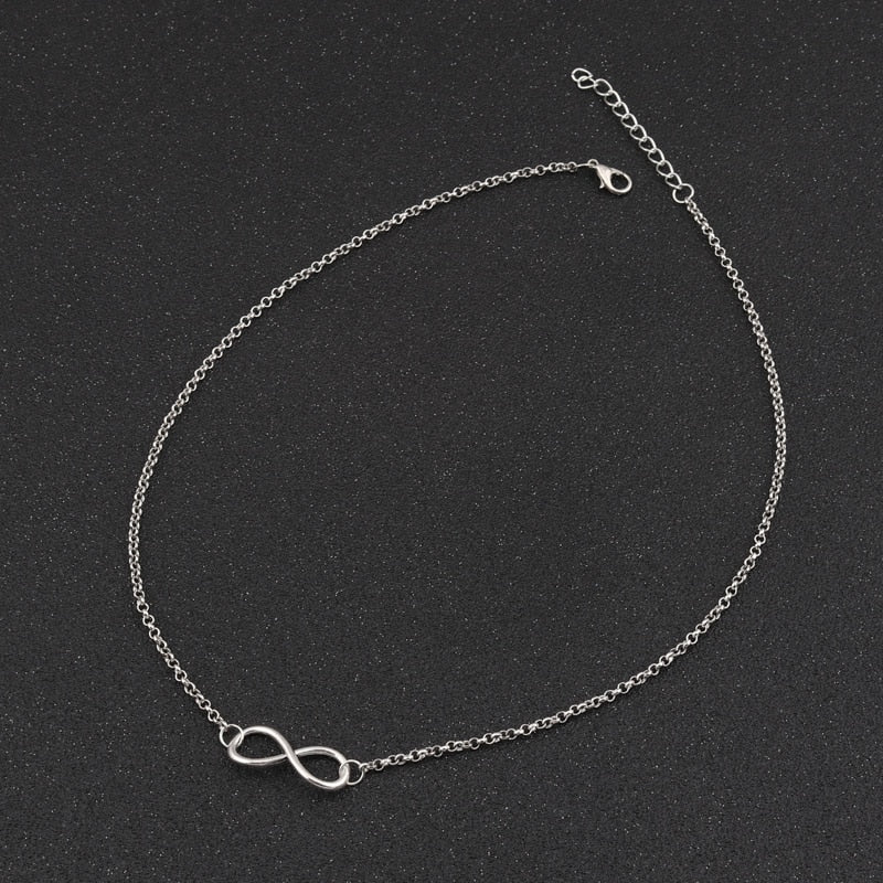 Tenande Silver Color Charm Jewelry Infinity Choker Necklaces & Pendants for Women Party Jewelry Gifts Bijuter Colar