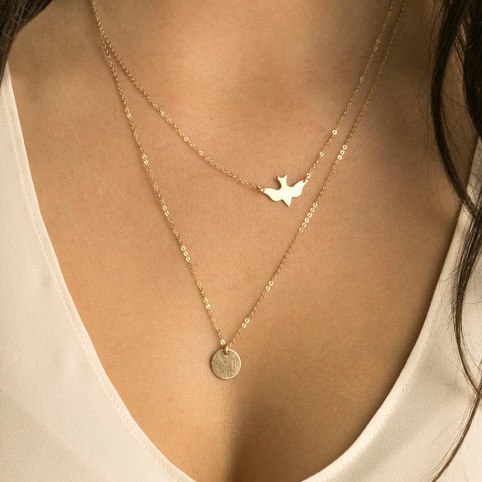 Punk Big Statement Peace Dove Elephant Leaves Hearts Choker Necklaces & Pendants for Women Multi Layer Clavicle Chain