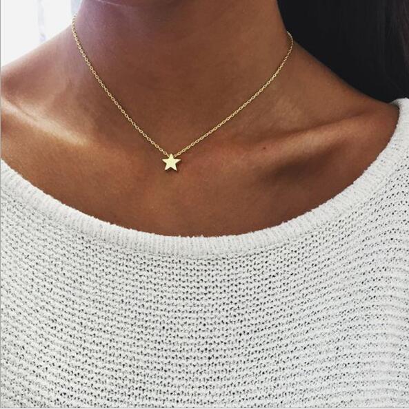 Tenande Punk Clavicle Chain Small Stars Necklaces Pendants for Women Cheapest Valentine's Day Jewelry Collier