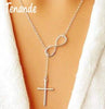 Tenande Punk Silver Color Clavicle Chain Necklaces Lariat Cross Infinity Necklaces & Pendants for Women Party Jewelry Gift