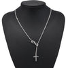 Tenande Punk Silver Color Clavicle Chain Necklaces Lariat Cross Infinity Necklaces & Pendants for Women Party Jewelry Gift