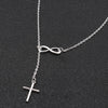 Tenande Punk Silver Color Clavicle Chain Necklaces Lariat Cross Infinity Necklaces & Pendants for Women Party Jewelry Gift