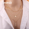 Tenande Simple Style Multi Layer Statement Charm Jewelry Small Sequins Stripe Necklaces & Pendants for Women Party Jewelry Gifts