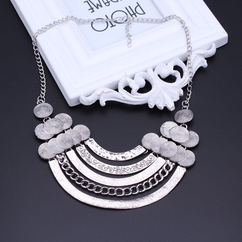 Tenande Vintage Ethnic Jewelry Bijoux Tribal Metal Coin Choker Necklaces & Pendants Gypsy Multilayer Chain Necklaces For Women