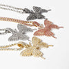 Tennis Chain with Big Butterfly Pendant Necklace for Women Men Hip Hop Party Jewelry Accessories Butterfly Charms Link Adjust