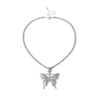 Tennis Chain with Big Butterfly Pendant Necklace for Women Men Hip Hop Party Jewelry Accessories Butterfly Charms Link Adjust