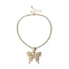 Tennis Chain with Big Butterfly Pendant Necklace for Women Men Hip Hop Party Jewelry Accessories Butterfly Charms Link Adjust