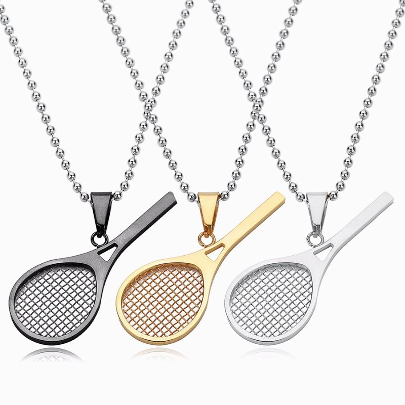 Tennis Racket Pendant Necklace Gift Outdoor Titanium Steel Beads Chain Unisex Chain Trendy Choker