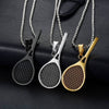 Tennis Racket Pendant Necklace Gift Outdoor Titanium Steel Beads Chain Unisex Chain Trendy Choker