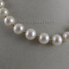 Terisa Pearljewelry Store AA 9-10MM White Genuine Freshwater Pearl 3mm Gold Beads Handmade Pearl Necklace Women Gift