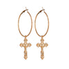 Gold Color Cross Earrings for Women Cross Pendant Earrings Drop Earrings Vintage Fashion Jewelry Accessories