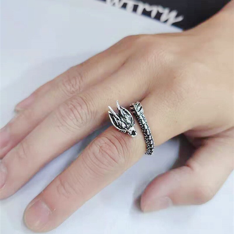 Thai Silver Colour Loong Punk Men Women Ring Gothic Accessories Vintage Party Jewelry Accessories  GaaBou Jewellery