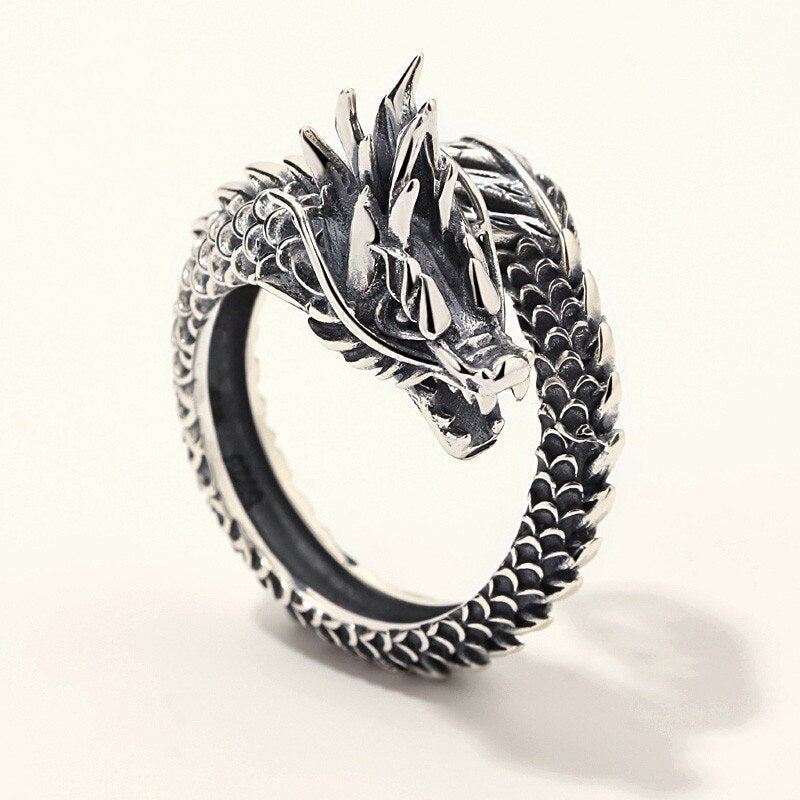Thai Silver Colour Loong Punk Men Women Ring Gothic Accessories Vintage Party Jewelry Accessories  GaaBou Jewellery