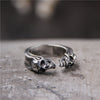 Thai Silver Unique Personality Men And Women Ring S925 Sterling Silver Retro Engraved Skull Open Ended Ring