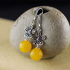 Thai silver earrings long agate chalcedony gem Earrings temperament folk style 925 Silver Hook Earrings