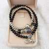 Thailand Buddha style natural black stone bracelets jewelry multi-layers Korean Fashion female jewelry   Free shipping