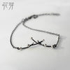 100% Genuine S925 Silver Mini White Bead Black Cross Bracelet Female Chain Bracelet simple fine jewelry for Women