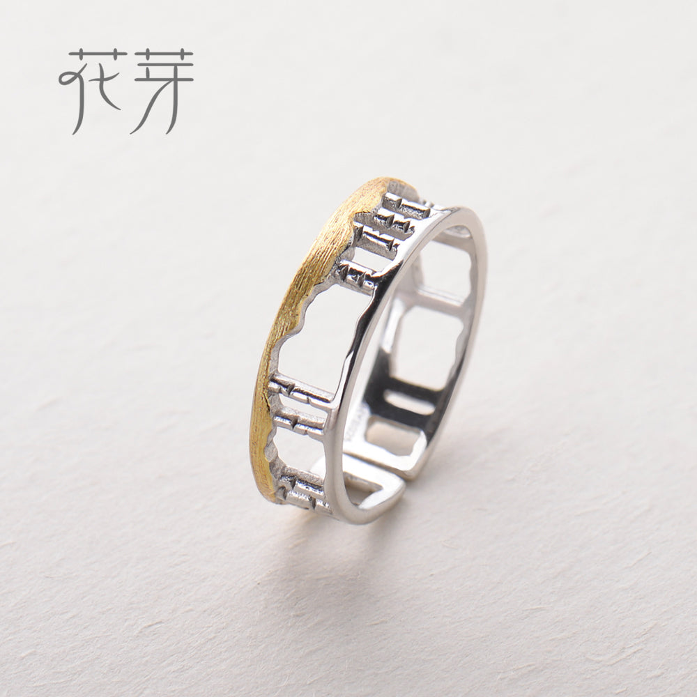 Birch Forest Design Rings s925 Silver Hollow Golden Leaves Finger Ring for Women Ladies Love Story jewelry gift