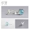 Mermaid Bubble Studs Earrings s925 Silver Blue Crystal Seaweed Cushion fishtail Earring for Women jewelry Female