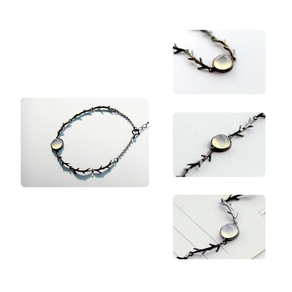 Moonlight Forest Bracelet S925 Silver Twilight Moonstone Thorns Bracelets handmade for Women Ladies Jewelry Gift