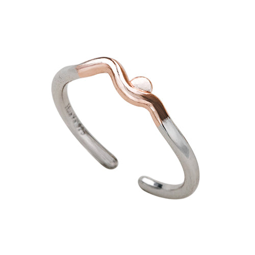 Sunrise and Sunset Rings S925 Silver Rose Gold Simple Round Wave Comfort Fit Natural Ring for Lover Couple Women Jewelry