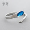 Water Design s925 Sterling Silver Finger Ring Blue Clear Edges Matte Ring for Women Ladies Fine Jewelry Gift